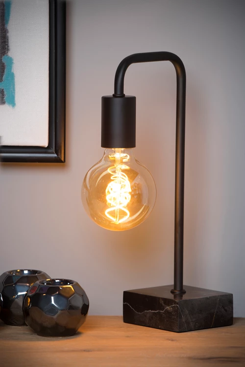 Lucide LORIN - Lampe de table - 1xE27 - Noir - ambiance 1